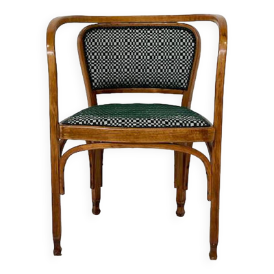 Fauteuil N° 715 Gustav Siegel pour Kohn, Tissu et Bois, Autriche, Années 1900 - Rembourrage neuf