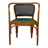 Armchair No. 715 Gustav Siegel for Kohn, Fabric and Wood, Austria, 1900s - New Upholstery
