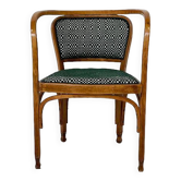 Fauteuil N° 715 Gustav Siegel pour Kohn, Tissu et Bois, Autriche, Années 1900 - Rembourrage neuf