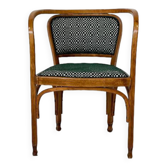 Armchair No. 715 Gustav Siegel for Kohn, Fabric and Wood, Austria, 1900s - New upholstery