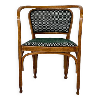 Fauteuil N° 715 Gustav Siegel pour Kohn, Tissu et Bois, Autriche, Années 1900 - Rembourrage neuf