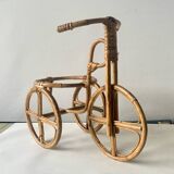 Vintage plant holder tricycle in bamboo and rattan