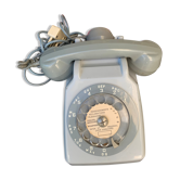 Dial phone in Bakelite gray bi colored complete socotel S63 1968 vintage