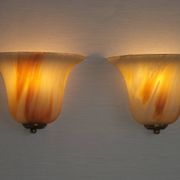 Vintage Pair Marinha Grande Swirl Art Glass Wall Sconces Made in Portugal