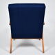 Vintage original 60s armchair, refstored, blue velvet, poule fabric