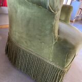 Fauteuil crapaud à accoudoirs vert amande