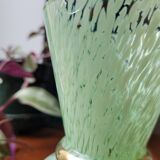 Green and gold Clichy glass vase