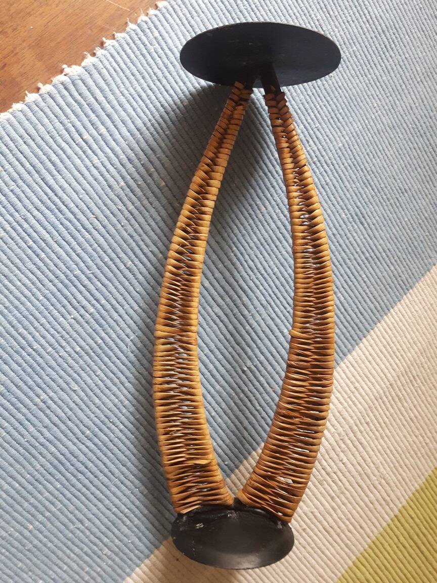 Iron and rattan candle holder
