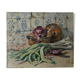 Oil on canvas, still life with leeks
