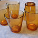 5 water glasses amber yellow