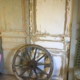 Oak and metal cart wheel