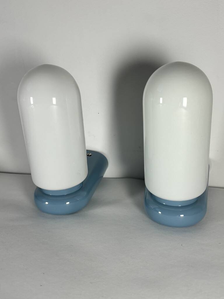 Dietsche blue wall lights Germany Bathroom 1980 x2