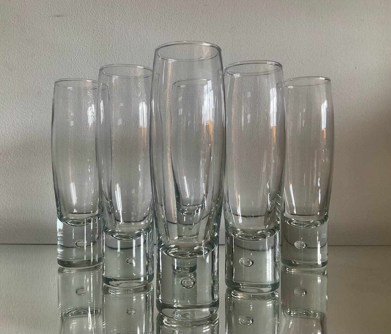 Set of 6 Kosta Boda sparkling champagne glasses from the 70s