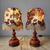 Paire de lampes vintage bois tourné