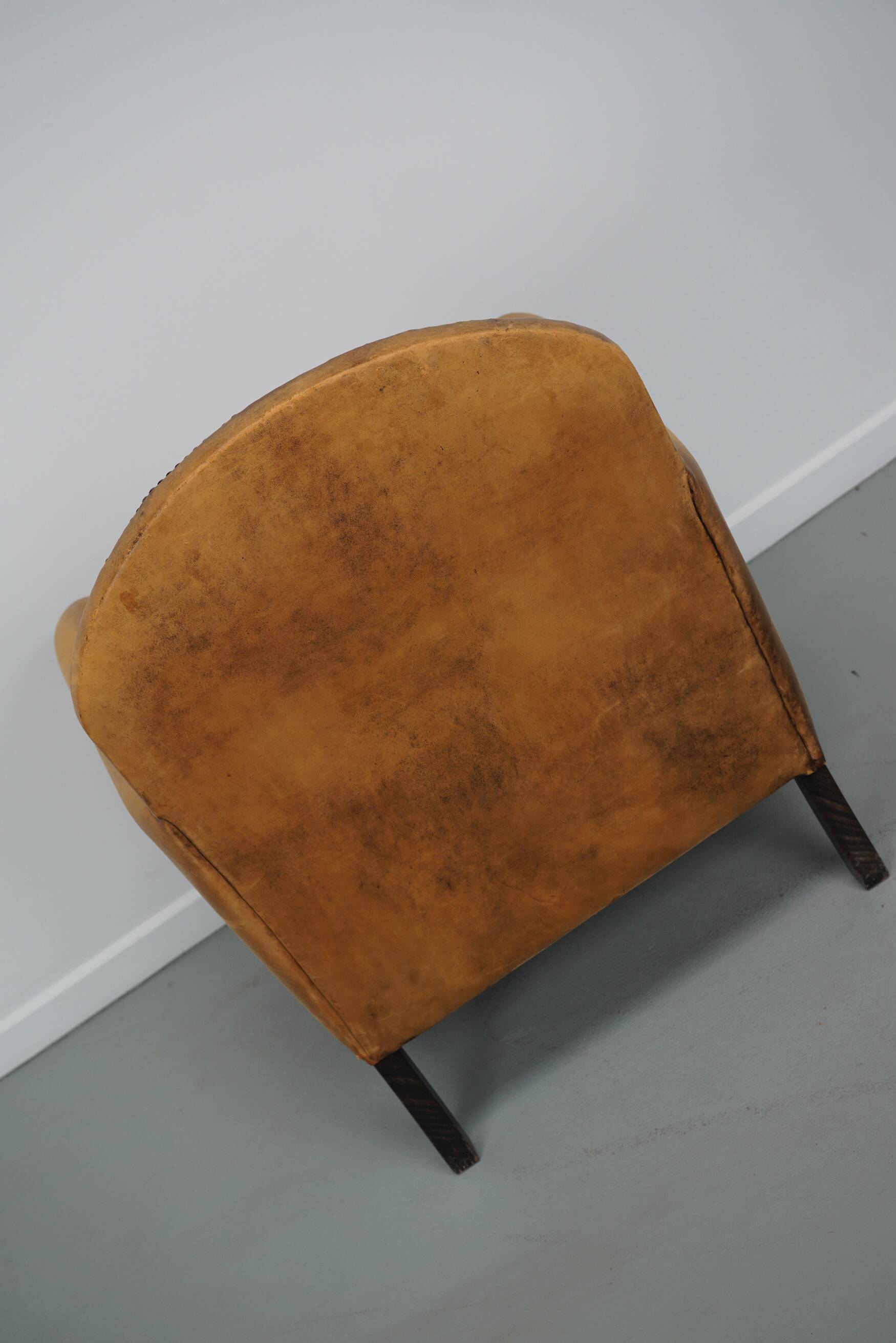 Vintage Dutch cognac coloured leather club chair