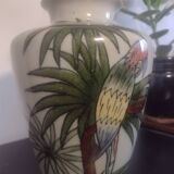 Ceramic vase with parrot decor