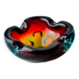 Sommerso orange and blue trinket tray by Flavio Poli for Seguso, Murano glass, Italy, 1970