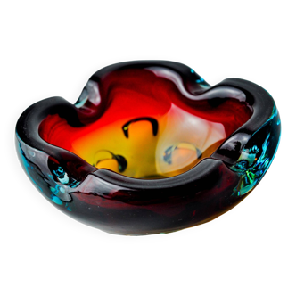 Sommerso orange and blue trinket tray by Flavio Poli for Seguso, Murano glass, Italy, 1970