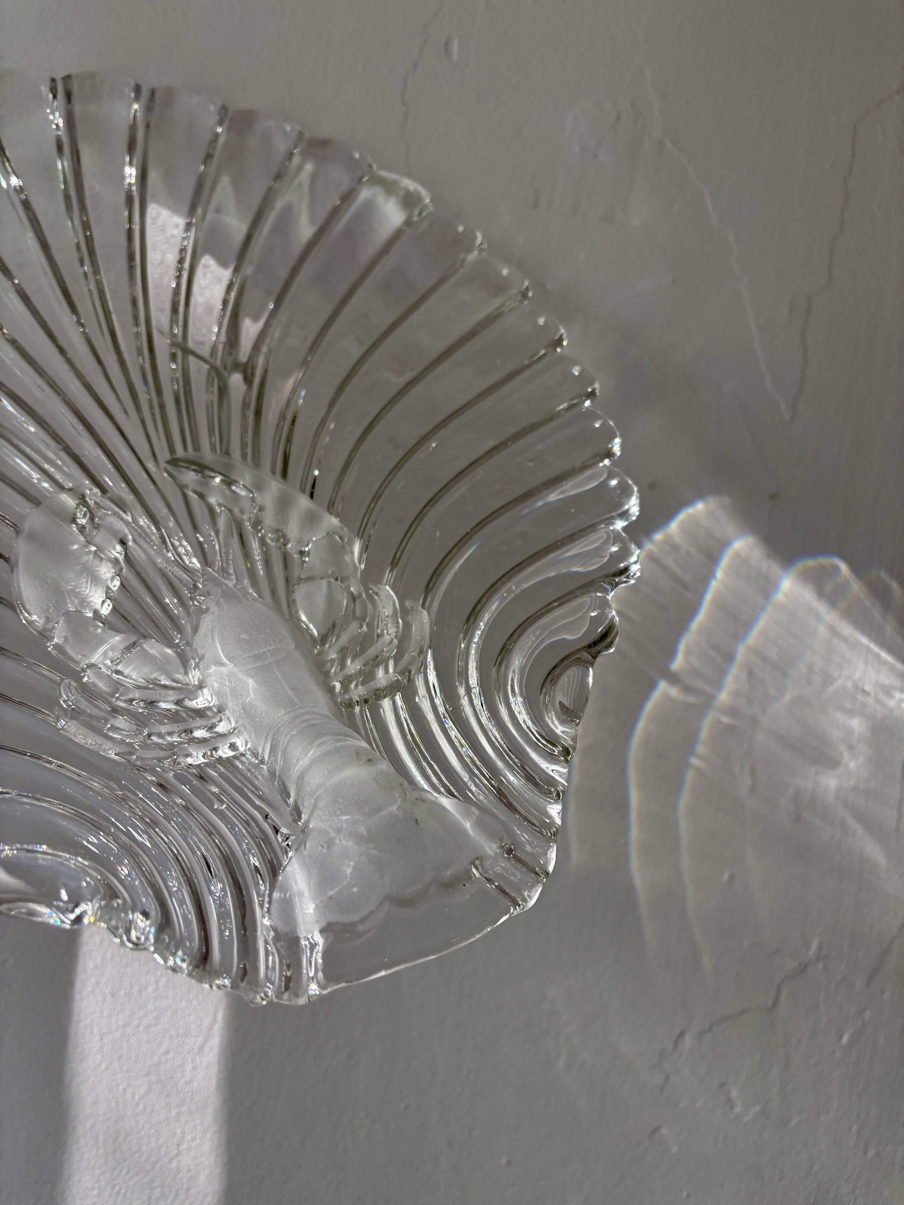 Vintage thick glass dish with lobster decorations