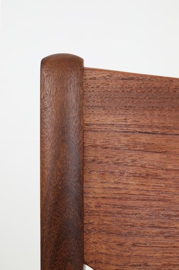 Reupholstered mid-century teak chair / Danish modern design / wool felt / 1960s