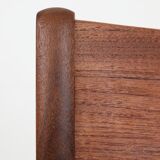 Reupholstered mid-century teak chair / Danish modern design / wool felt / 1960s