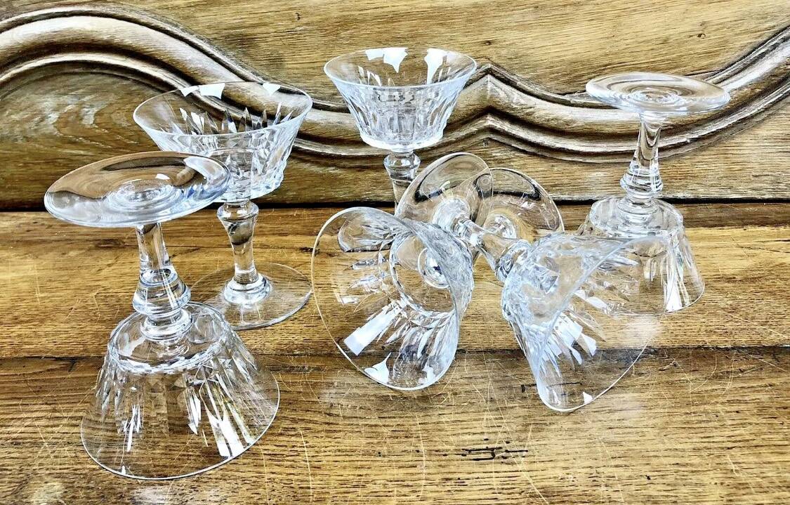 6 old Baccarat crystal champagne glasses Piccadilly model signed