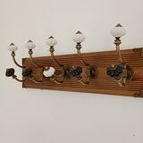 Vintage-style wall coat rack – 5 metal hooks & ceramic knobs – 4