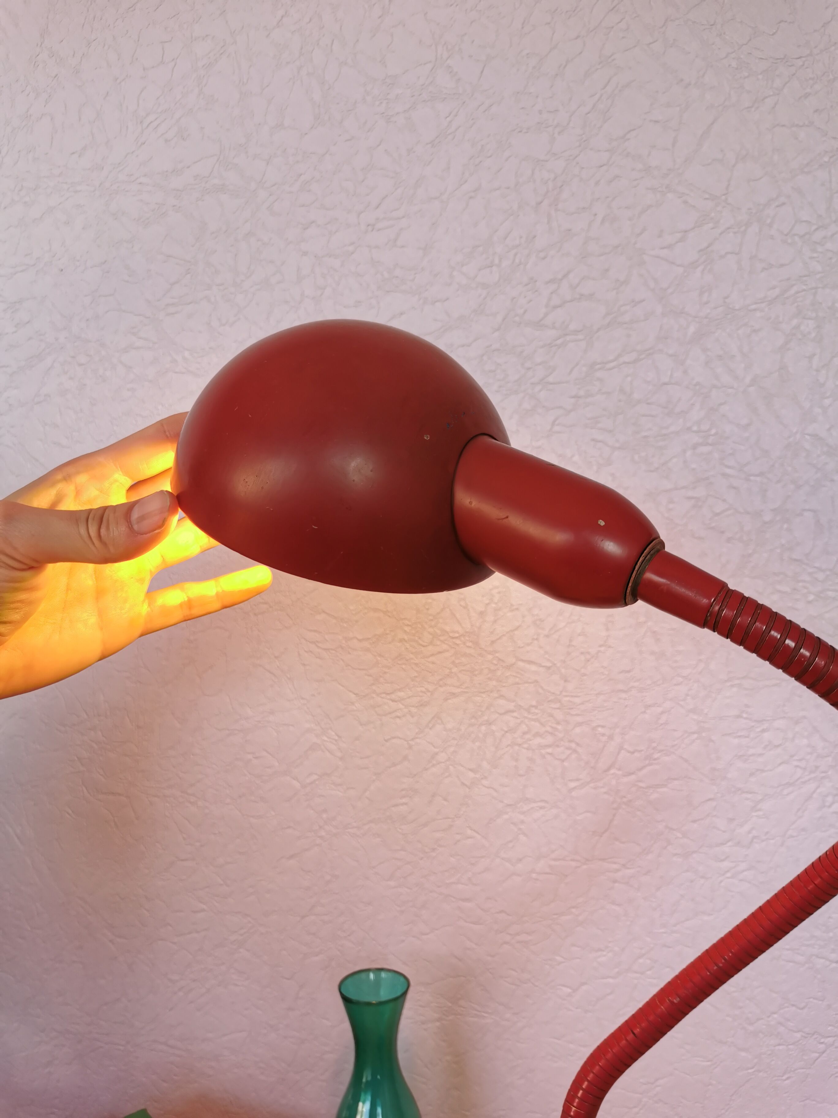 Burgundy flexible casserole lamp, 1960