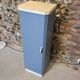 Small Mado 1960 kitchen column unit in yellow formica restyled in blue