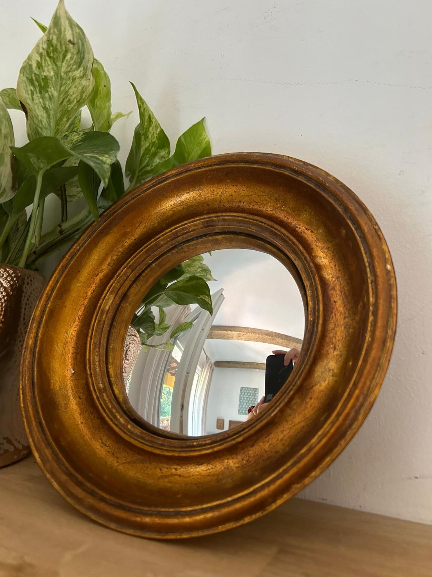 Miroir rond convexe doré miroir de sorcière