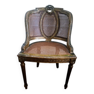 Armchair basket Louis XVI canned style - gilded wood