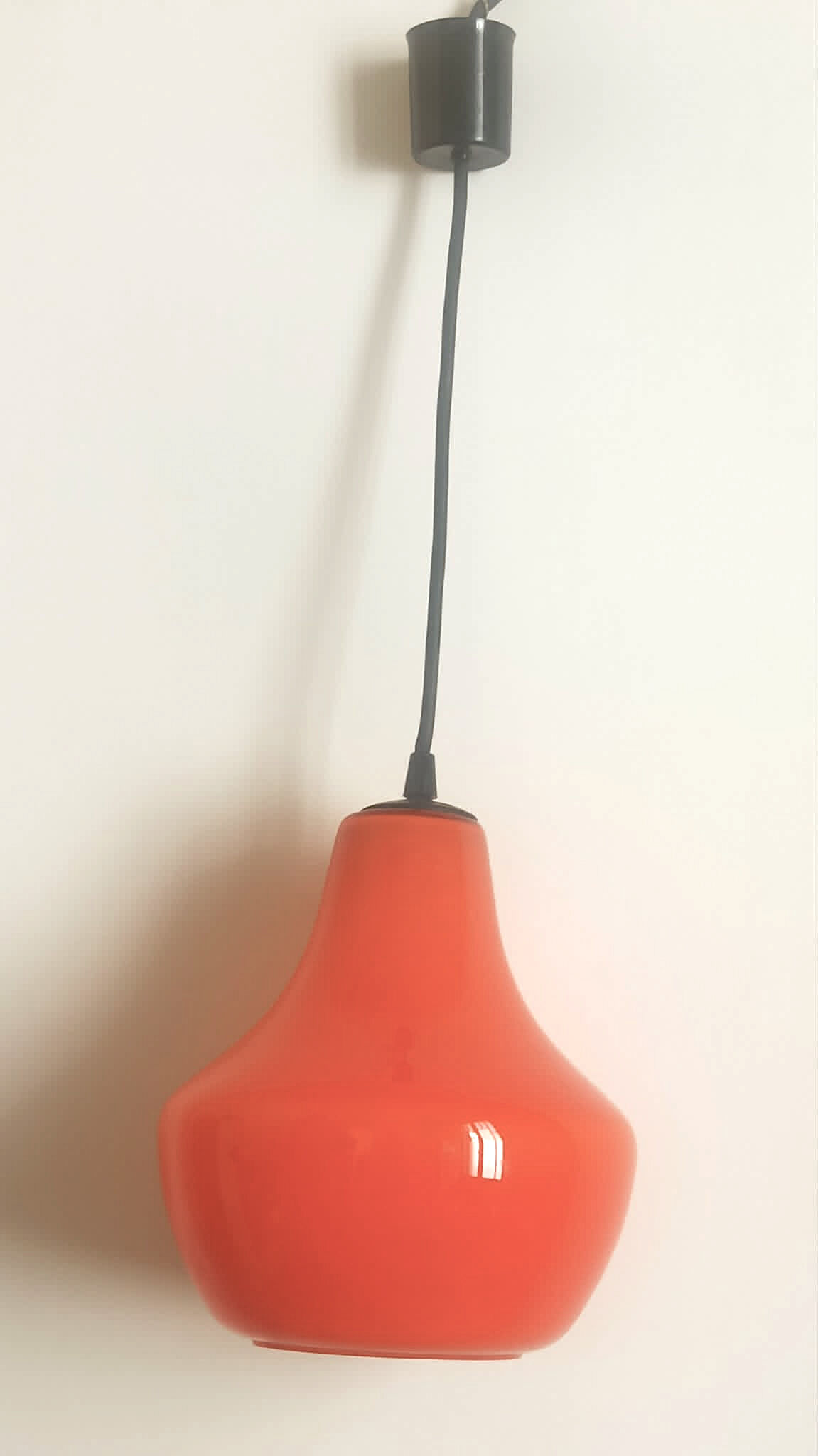 Opaline orange suspension Peill & Putzler 1970s Diameter 23.5 cm