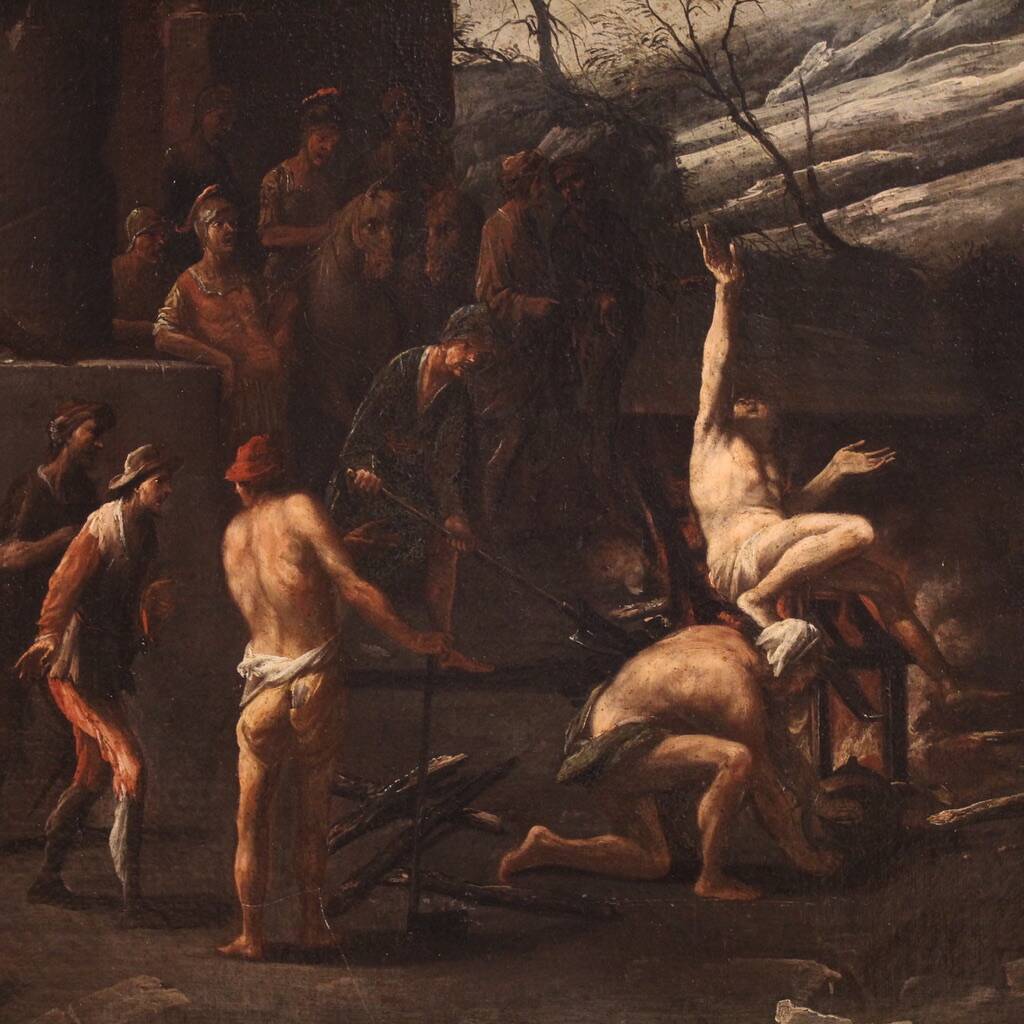 Great 17th-century religious painting, Martyrdom of Saint Lawrence