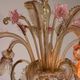 Venetian chandelier in gilded and pink Murano glass, 5 light arms, circa 1930.