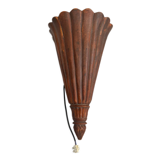 Asian wall lamp electrified wood