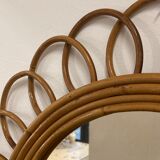 Rattan flower mirror