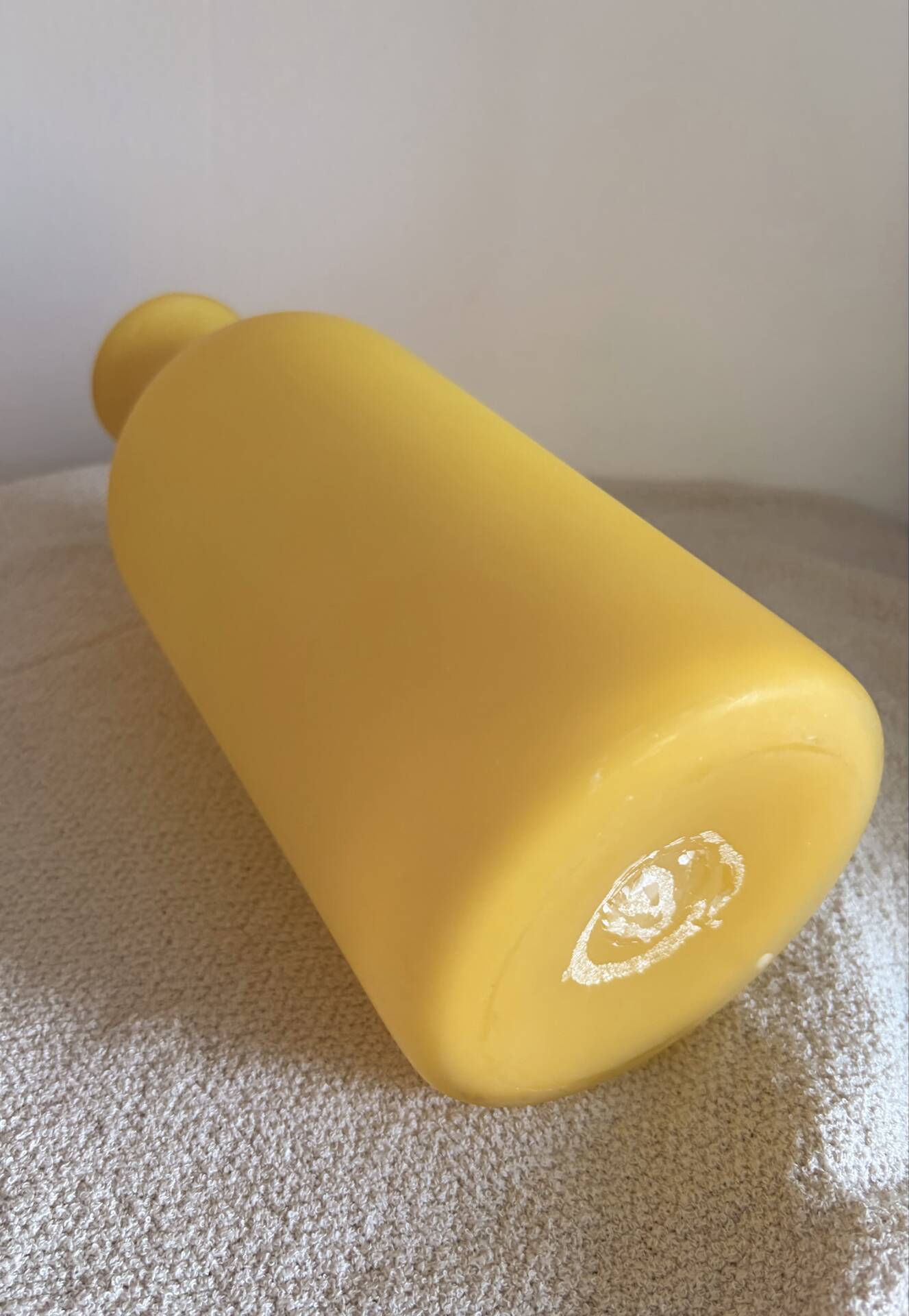 Vintage Hand-Blown Yellow Frosted Satin Glass Apothecary Vase - 1970s