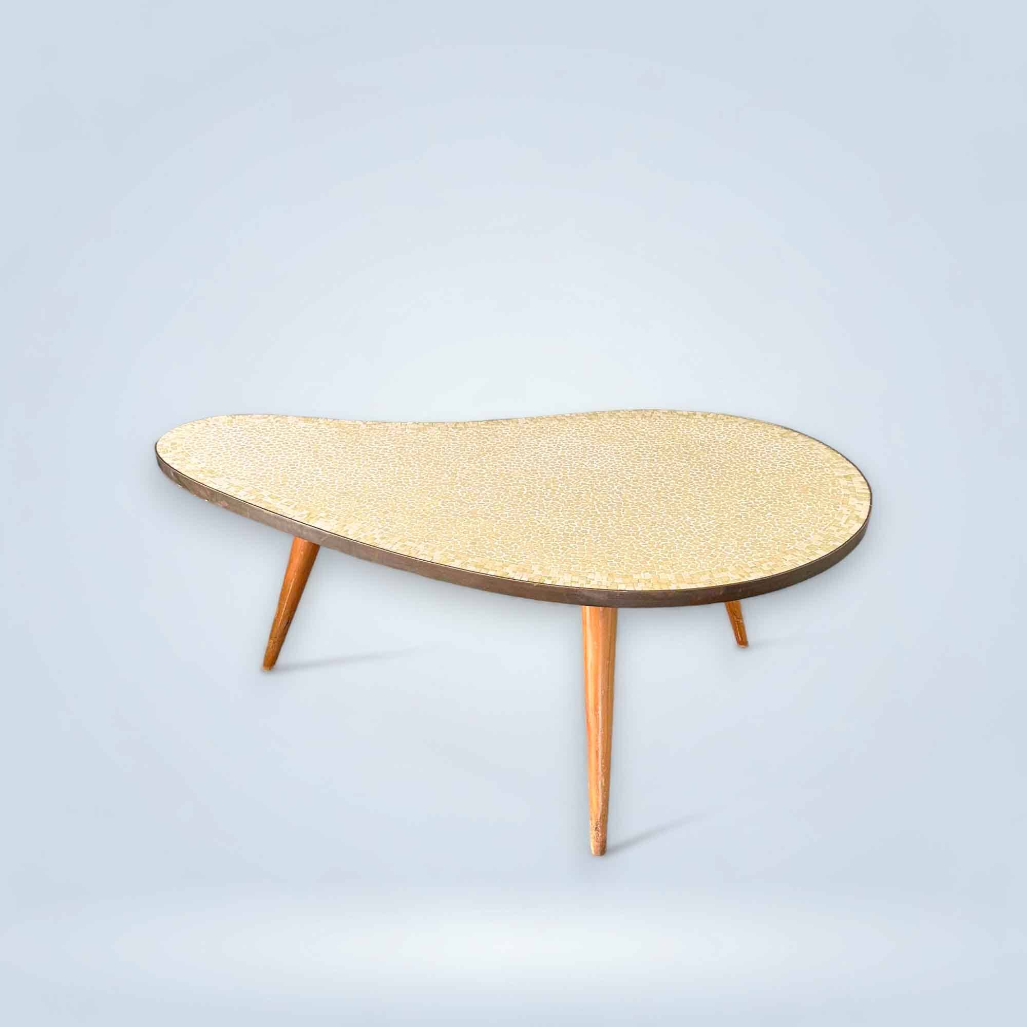 Kindey Shaped Coffee Table with Mosaic Tiles