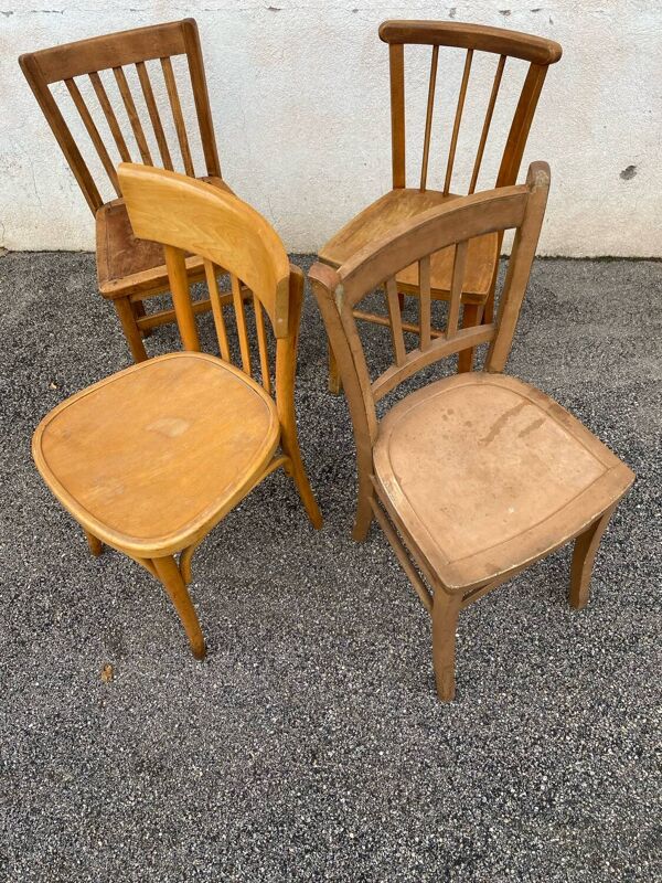 Set de 4 chaises bistrot dépareillées jaunes