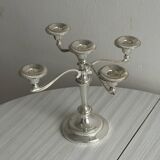 large five-branch silver-plated metal candlestick