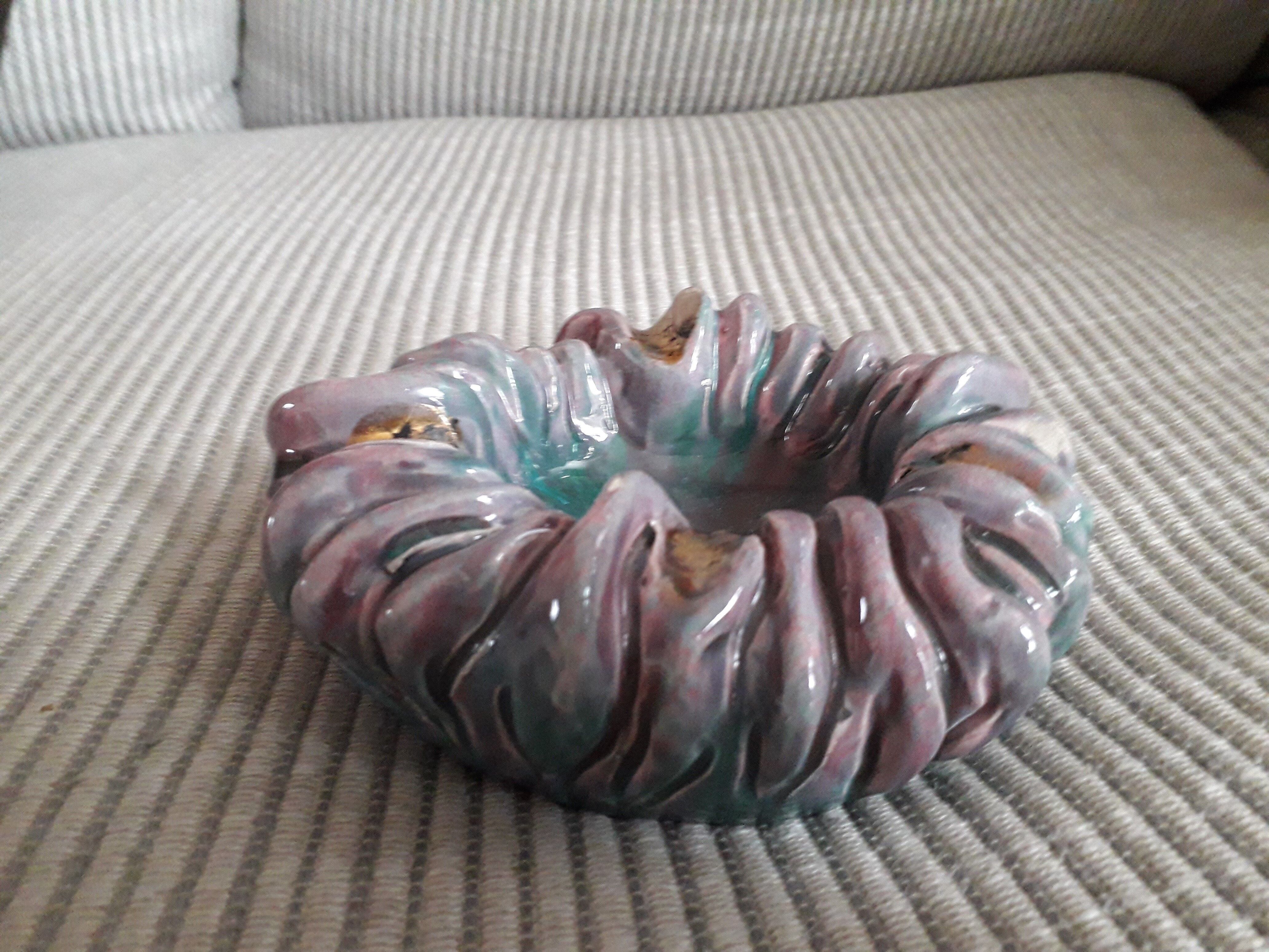 Vintage ceramic ashtray signed