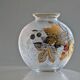 Frosted Glass Ball Vase with Golden Botanical Decoration — Signed Adat — Circa 1950
