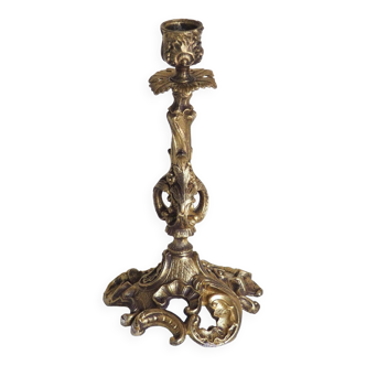 Rocaille bronze candle holder