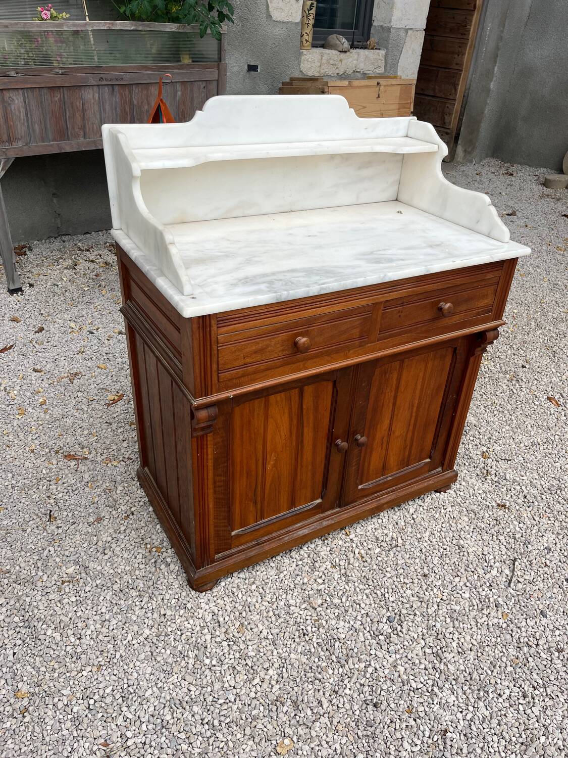 Vintage white marble bathroom cabinet 1950