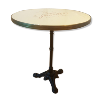 Jeanette bistro table d70 cm enamelled tray surrounded brass brushed molded foot tripod black cast