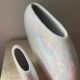 Duo of vintage round vases in iridescent ceramic