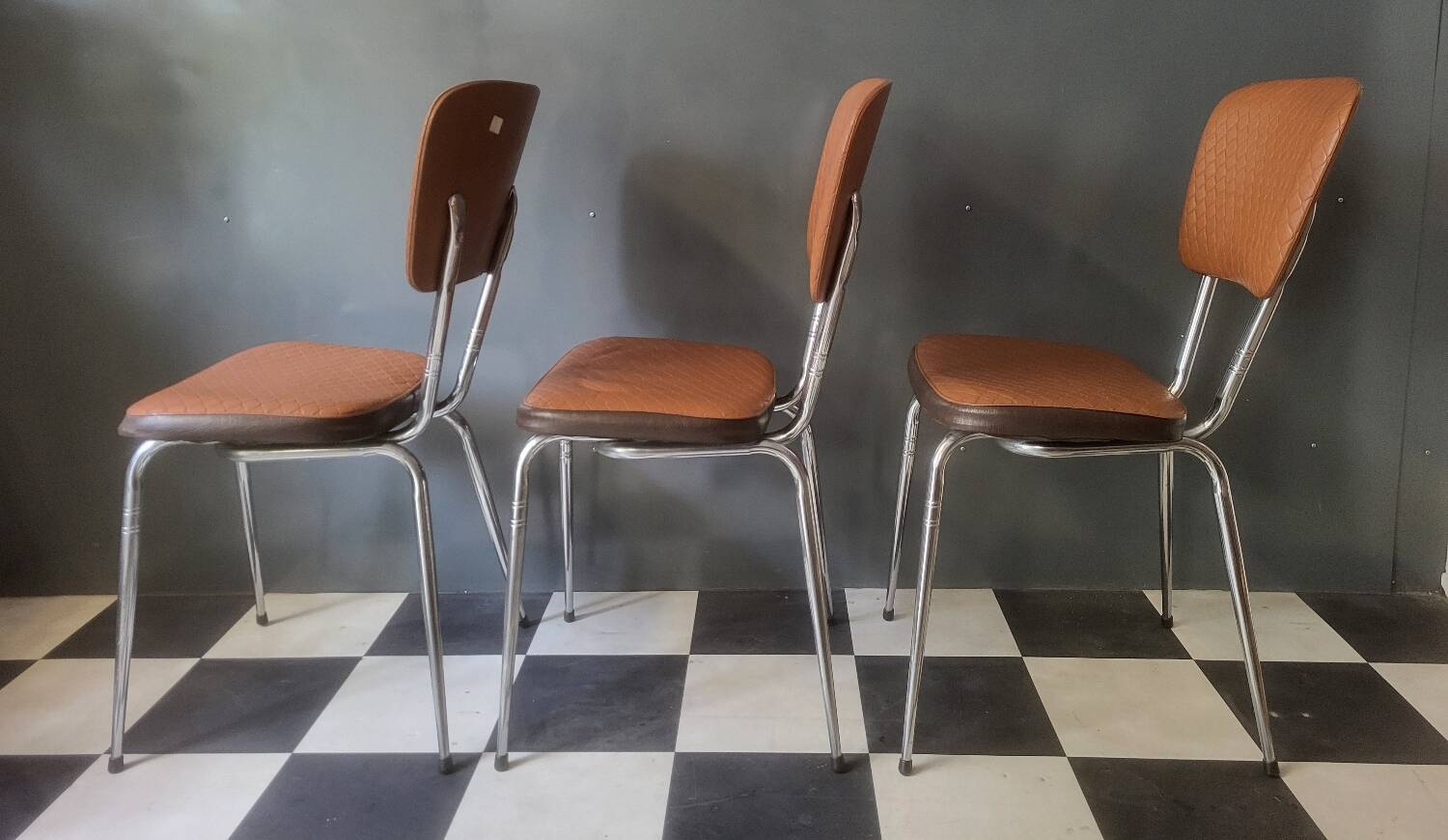 Bistro kitchen chairs in faux leather LOIRE SIEGES Vintage