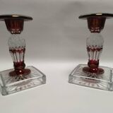bougeoirs Westmorland vintage, bougeoirs, Ruby Red Flash. Artiste signé daté