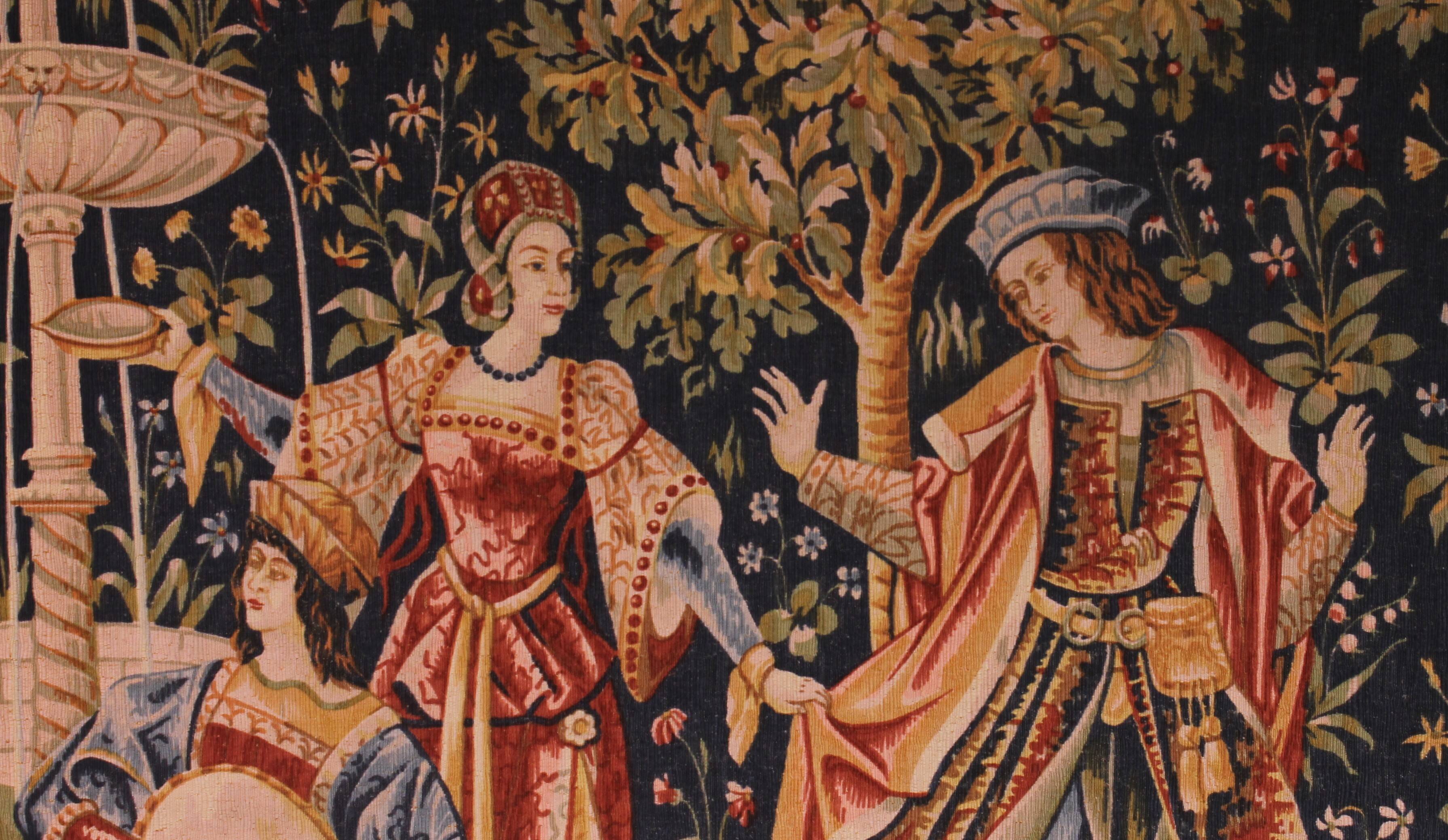 tapestry depicting a mille-feuille and a village festival "Concert"