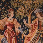 tapestry depicting a mille-feuille and a village festival "Concert"